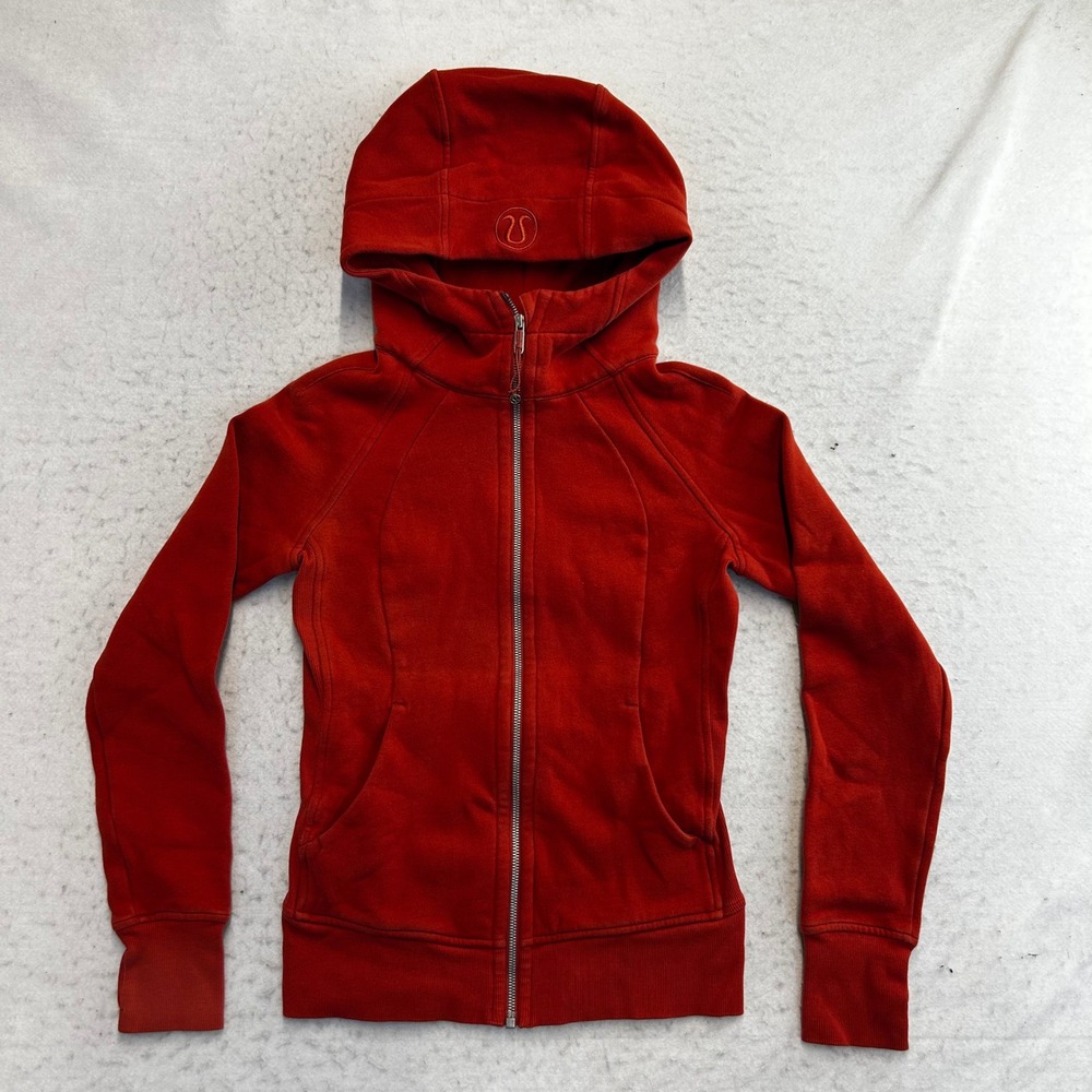 Lululemon Scuba Full Zip Hoodie Womens 4 Red Cotton Blend LW4AWMS